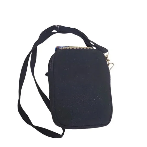 Fair Trade Bohemian Gypsy Floral Lotus Embroidered Shoulder Passport Embroid Bag - Picture 4 of 6